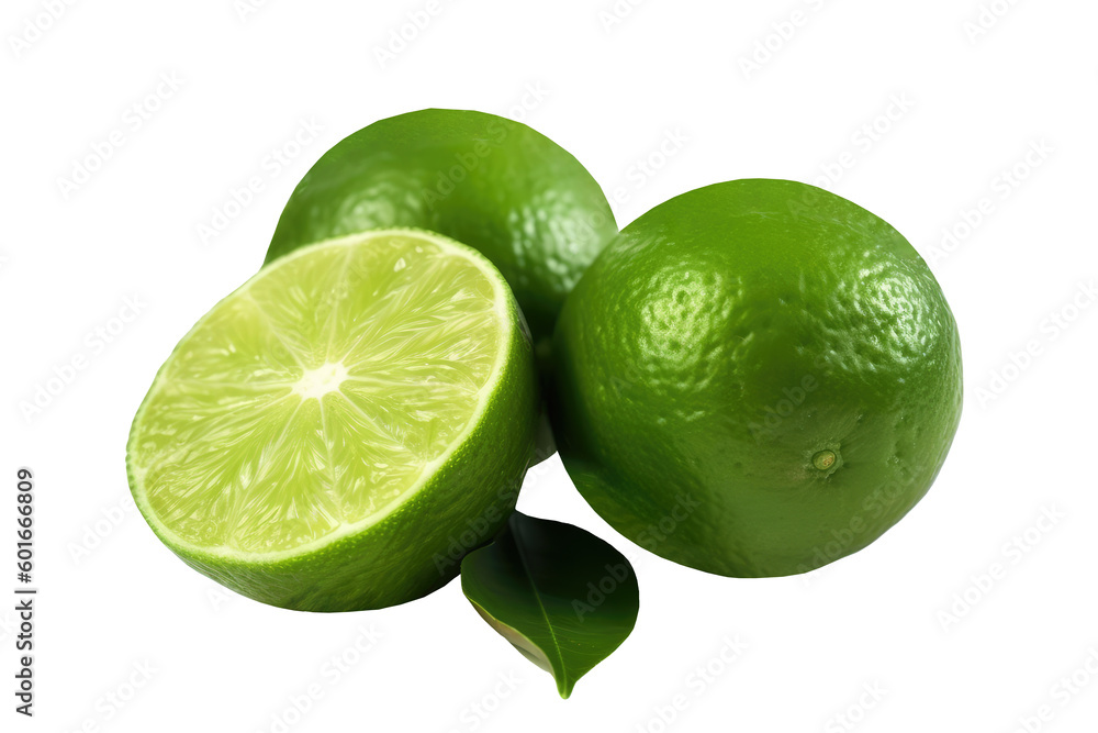 Lime isolated on transparent background. Generative Ai Lime isolated on transparent background. Generative Ai