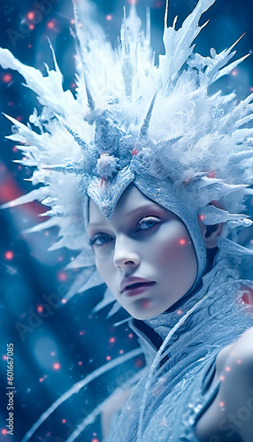 Fantasy portrait of a highly decorated young woman. Created with Generative AI technology.
