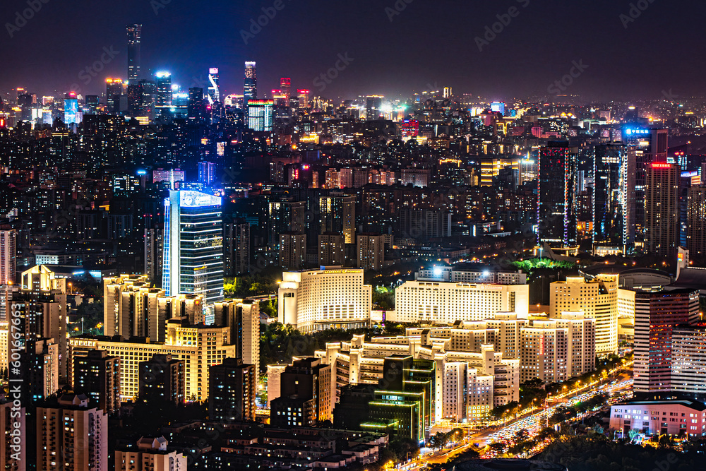Beijing night bustling city building lighting