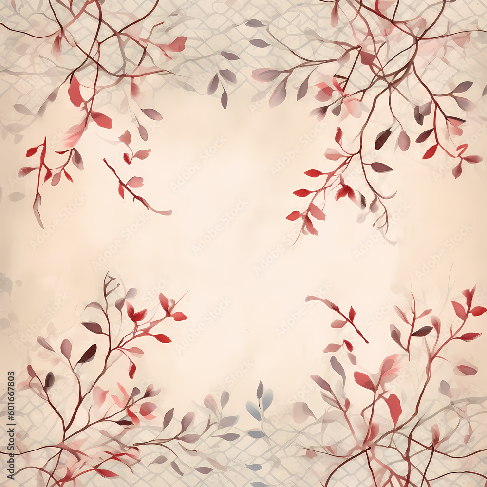 Patterned Paper A Small Twigs With Beauty Leaves Illustration