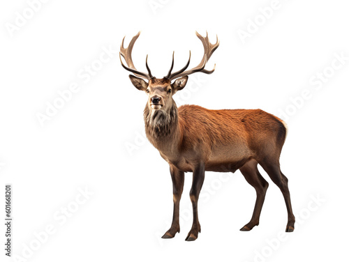 portrait of a red deer stag looking forward impressive antlers png   Created using generative AI tools.