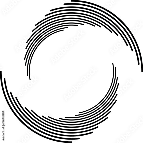 Lines in Circle Form . Spiral Vector Illustration .Technology round Logo . Design element . Abstract Geometric shape . Striped border frame for image