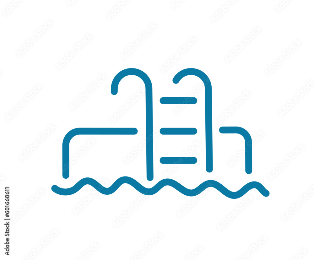 Swimming pool stairs. Editable outline stroke. Vector line. Swimming pool stairs. Editable outline stroke. Vector line.