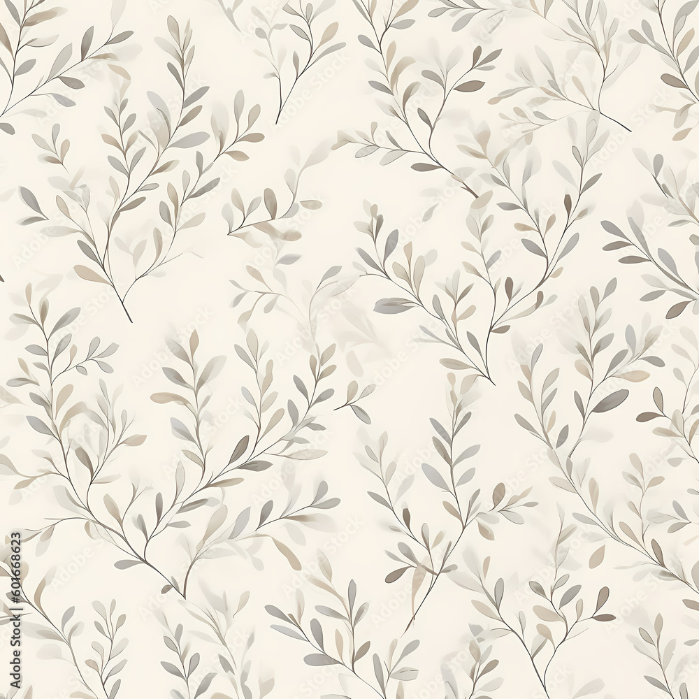Patterned Paper A Small Twigs With Leaves Buff Pale Illustration