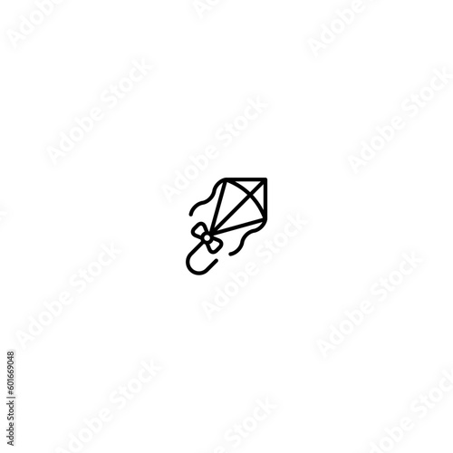 kite icon with two ribbons with black color