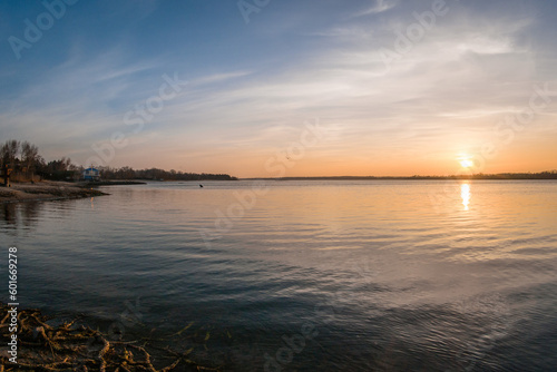 Fototapeta Naklejka Na Ścianę i Meble -  beautiful sunset over the river