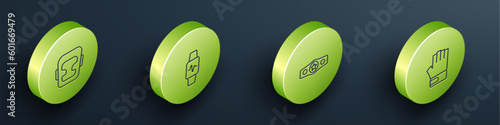 Set Isometric line Boxing helmet, Smart watch with heart, belt and MMA glove icon. Vector