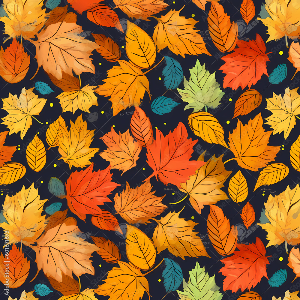 Autumn Leaves Pattern Wallpaper Illustration