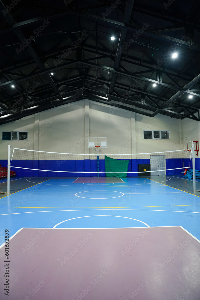 volleyball court in a stadium