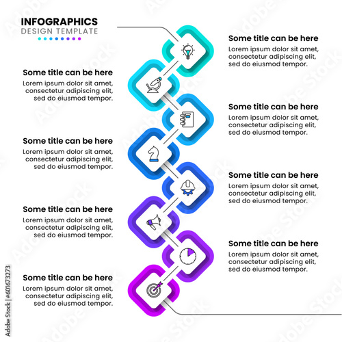 Infographic template. Vertical timeline with 8 steps