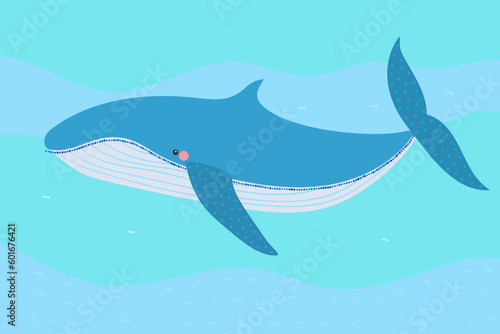 Fototapeta Naklejka Na Ścianę i Meble -  underwater life with   whale  vector illustration