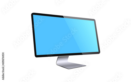 Computer Monitor Blue Screen Realistic Device Isolated Vector Illustration