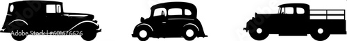 Vektor Set mit Vintage Oldtimern - Transport 