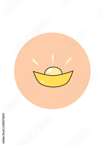 Illustration of a chinese gold ingot money shape
