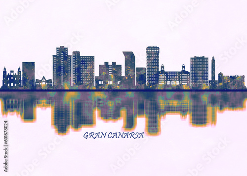 Gran Canaria Skyline. Cityscape Skyscraper Buildings Landscape City Background Modern Art Architecture Downtown Abstract Landmarks Travel Business Building View Corporate