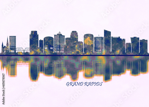 Grand Rapids Skyline. Cityscape Skyscraper Buildings Landscape City Background Modern Art Architecture Downtown Abstract Landmarks Travel Business Building View Corporate