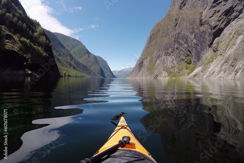 lake kayaking, calm kayaking, Norway fjord kayaking