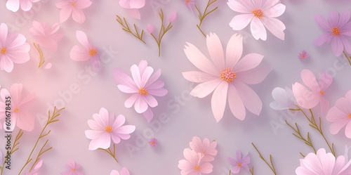 Pale pink flowers on a pink background.