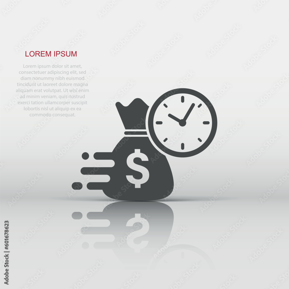 Business and finance management icon in flat style. Time is money illustration on white isolated background. Financial strategy business concept. Business and finance management icon in flat style. Time is money illustration on white isolated background. Financial strategy business concept.