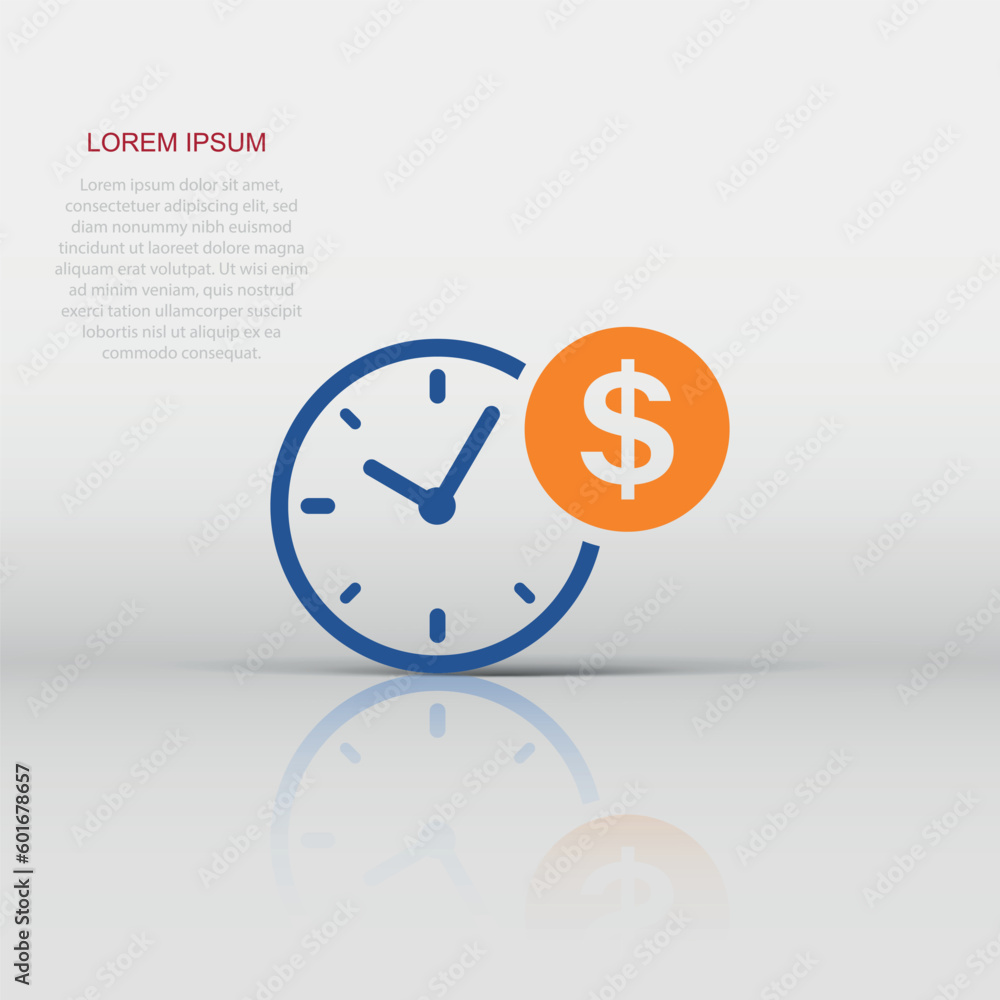 Business and finance management icon in flat style. Time is money illustration on white isolated background. Financial strategy business concept. Business and finance management icon in flat style. Time is money illustration on white isolated background. Financial strategy business concept.