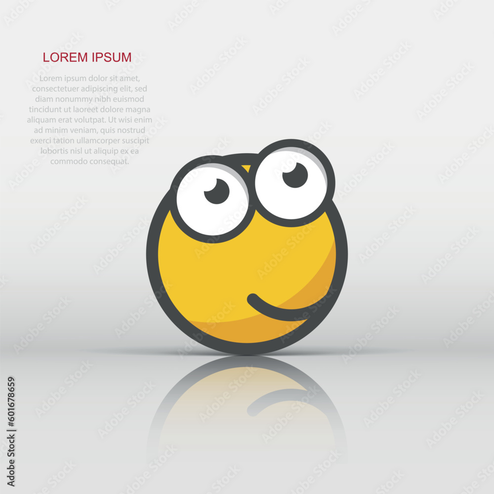 Cartoon face icon in flat style. Smiley face illustration on white isolated background. Comic emotion smiley business concept. Cartoon face icon in flat style. Smiley face illustration on white isolated background. Comic emotion smiley business concept.