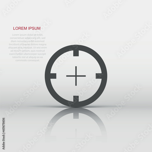 Shooting target vector icon in flat style. Aim sniper symbol illustration on white isolated background. Target aim business concept.