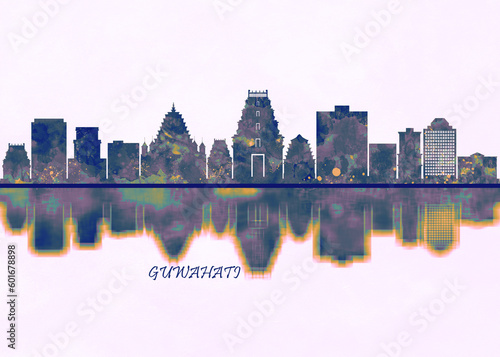 Guwahati Skyline. Cityscape Skyscraper Buildings Landscape City Background Modern Art Architecture Downtown Abstract Landmarks Travel Business Building View Corporate #601678898