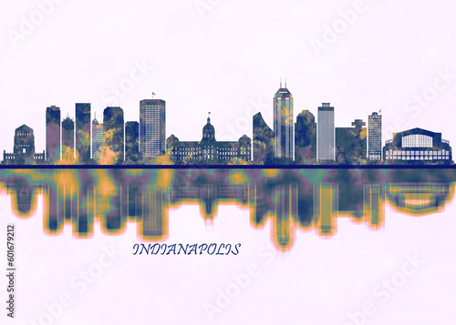Indianapolis Skyline. Cityscape Skyscraper Buildings Landscape City Background Modern Art Architecture Downtown Abstract Landmarks Travel Business Building View Corporate