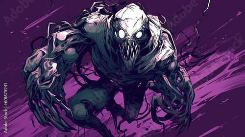 monstrous purple halloween demon - by generative ai