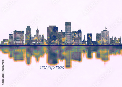 Hollywood Skyline. Cityscape Skyscraper Buildings Landscape City Background Modern Art Architecture Downtown Abstract Landmarks Travel Business Building View Corporate