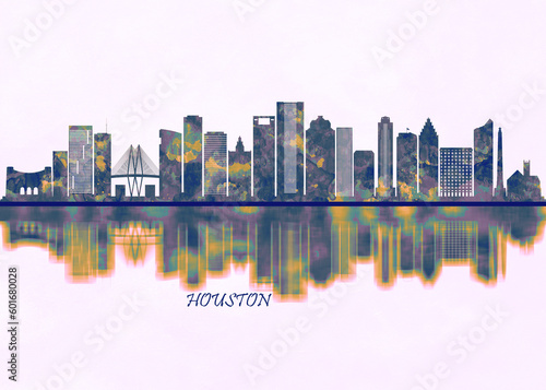 Houston Skyline. Cityscape Skyscraper Buildings Landscape City Background Modern Art Architecture Downtown Abstract Landmarks Travel Business Building View Corporate