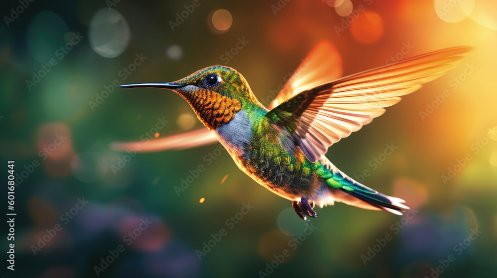 Fototapeta premium Humming bird in the wild. Generative AI