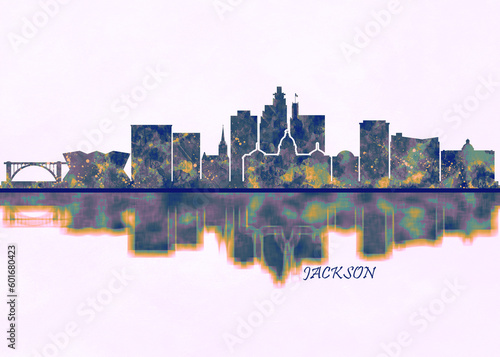 Jackson USA. Cityscape Skyscraper Buildings Landscape City Background Modern Art Architecture Downtown Abstract Landmarks Travel Business Building View Corporate #601680423