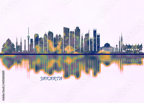Jakarta Skyline. Cityscape Skyscraper Buildings Landscape City Background Modern Art Architecture Downtown Abstract Landmarks Travel Business Building View Corporate