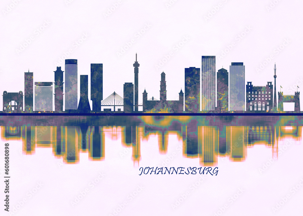 Obraz premium Johannesburg Skyline. Cityscape Skyscraper Buildings Landscape City Background Modern Art Architecture Downtown Abstract Landmarks Travel Business Building View Corporate