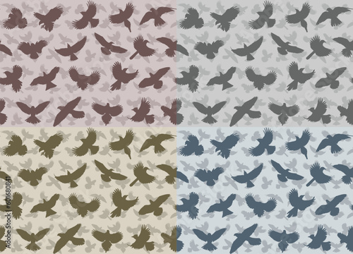 The set seamless backgrounds with flying birds.