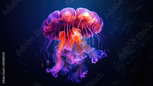 Neon glow Jellyfish in the ...