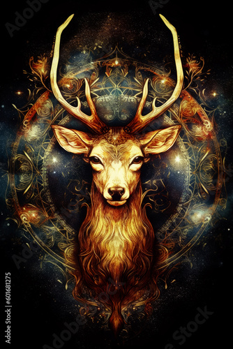 sacred ornamental deer. gnerative ai. photo