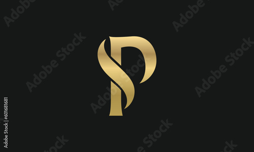 Golden Ps graceful royal style Sp Letter luxury Logo Images Vectors.