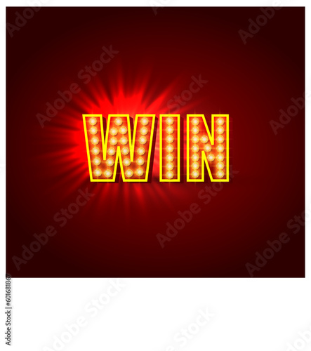 WIN Typography Retro Lights 3d Background Vector Design Template