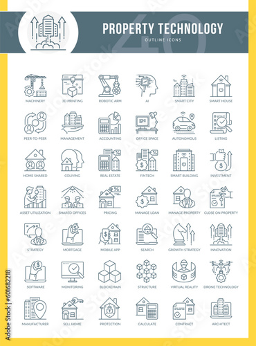 Property technology outline Icons