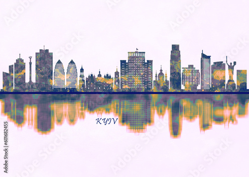 Kyiv Skyline. Cityscape Skyscraper Buildings Landscape City Background Modern Art Architecture Downtown Abstract Landmarks Travel Business Building View Corporate