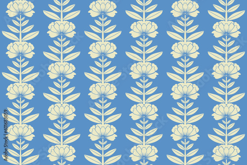 Floral seamless pattern design. Hand drawn peonies flowers on coral background. Ornate vector florals for stationery, textile design.