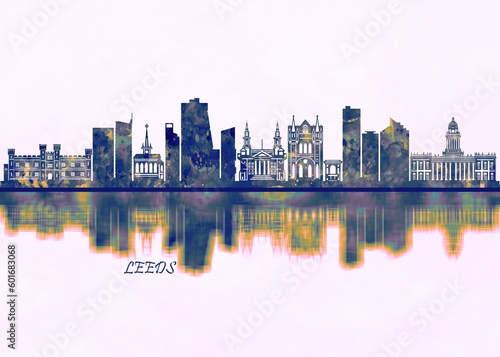 Leeds Skyline. Cityscape Skyscraper Buildings Landscape City Background Modern Art Architecture Downtown Abstract Landmarks Travel Business Building View Corporate