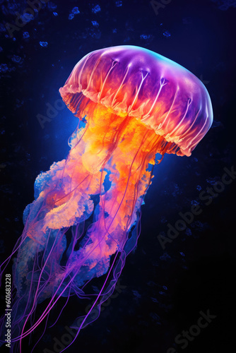 Neon glow Jellyfish in the ...