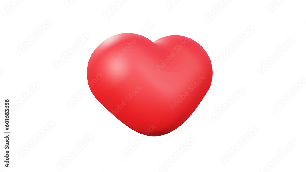 3D cartoon angled heart icon isolated