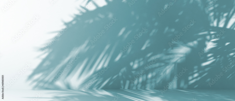 blurred shadow of palm leaves on a wall. Abstract minimal background for a product presentation. Summer and spring seasons blurred shadow of palm leaves on a wall. Abstract minimal background for a product presentation. Summer and spring seasons