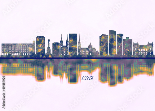 Linz Skyline. Cityscape Skyscraper Buildings Landscape City Background Modern Art Architecture Downtown Abstract Landmarks Travel Business Building View Corporate