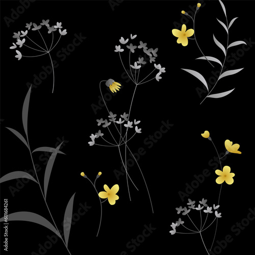 black and white floral background