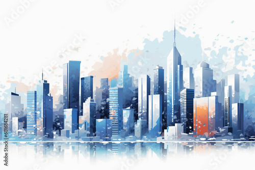 City  background  flat design  horizontal composition  architecture. AI generative